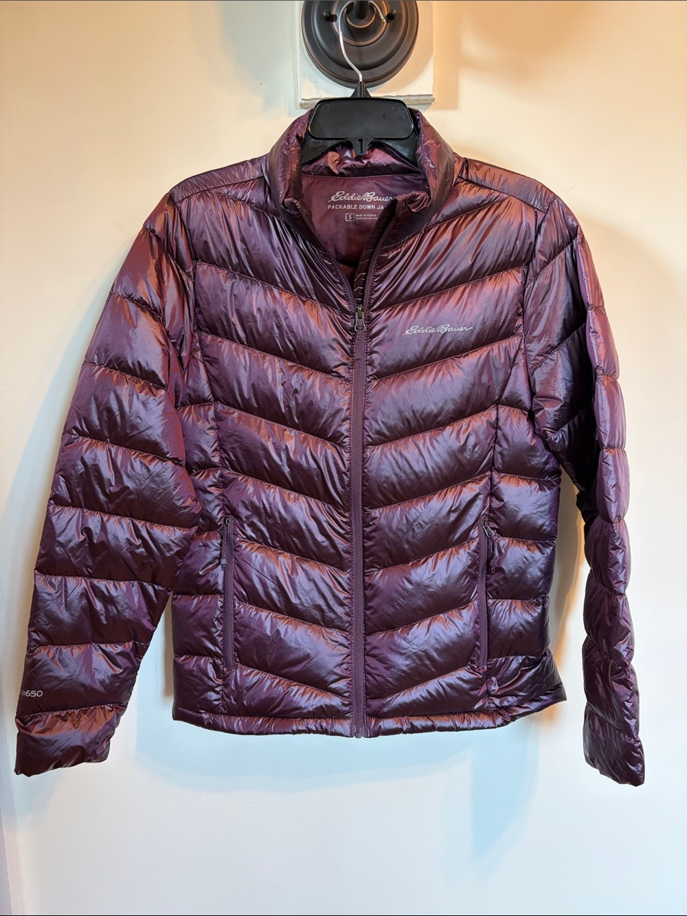 Eddie Bauer Packable Down Jacket S Purple EB650 Fill Lightweight Puffer